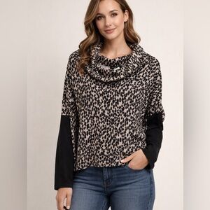 Ariella Black and Cream Cowl Neck Sweater